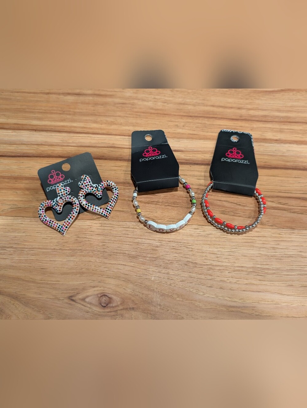 paparazzi White LOVE Beaded Bracelets And Matching Earrings
